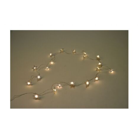 BURI Lichterkette 20 LEDs Weihnachtsdeko Stern Blüte Hochzeit Leuchtdeko Batterie - Stern/Stoff