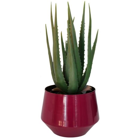 BURI Metall-Dekovase weinrot Gold Blumenvase Blumen-Übertopf Teelichthalter Tischdeko