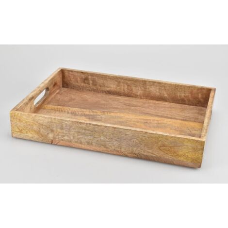 BURI Servierbrettchen Tablett Mango Holz Griff Schneiden Küchen Kochen Speisen