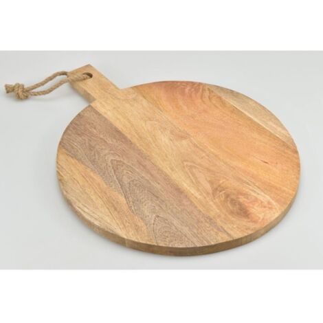 BURI Servierbrettchen Tablett Rund Holz Griff Schneiden Küchen Kochen Speisen