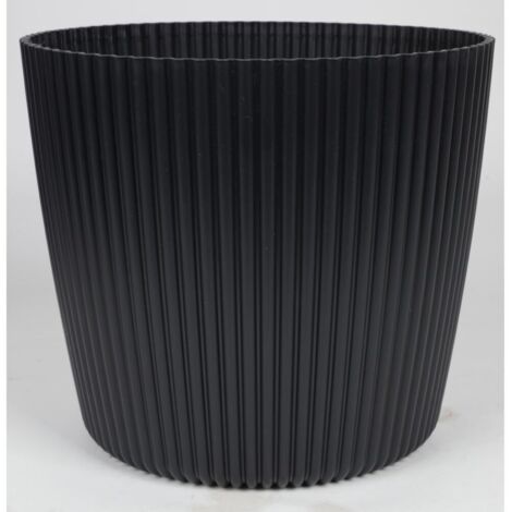 BURI Übertopf Milly 30cm Rillen Rund Kunststoff Blumenkübel Pflanze Kräutergefäß