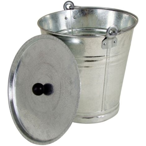 BURI Zinkeimer 12L mit Deckel Zink Eimer Blumenkübel Wassereimer Metalleimer - Blecheimer Blumenkübel Pflanzkübel verzinkt