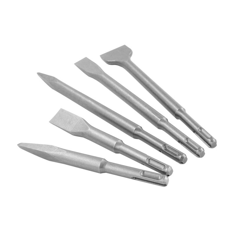 Burin 5 pièces (pour béton et maçonnerie, accessoires pour marteau burineur) [Classe énergétique a] Marteau électrique burin manche rond