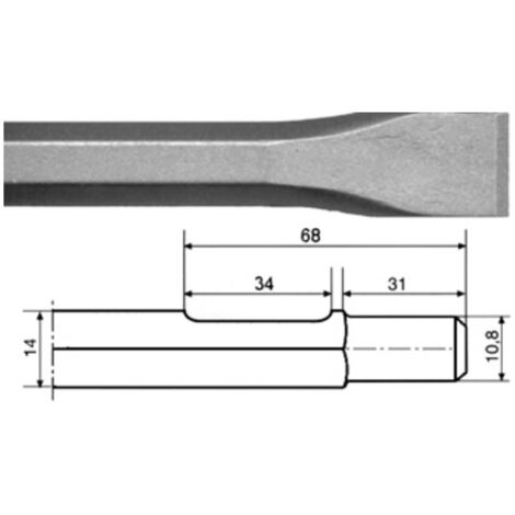 Burin plat, pour Bosch UBH 4/26-2DS, tige hexagonale