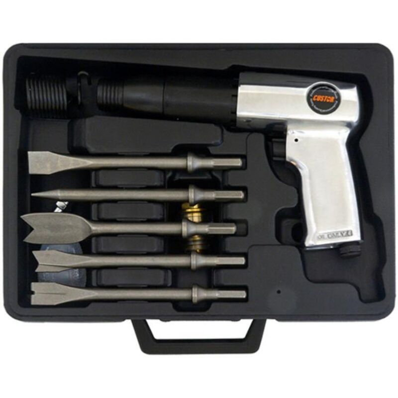 Marteau burineur pneumatique + 5 burins avec emmanchement hexagonal