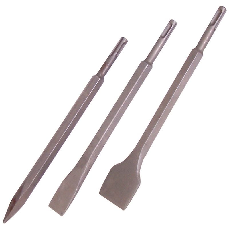 3 burins 6 pans emmanchement sds-plus 15 mm Silverline 515779