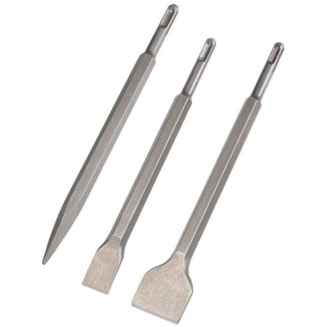 Burins SDS Plus Set de 3 Outils de Perçage pour Béton, Carrelage et Maçonnerie avec Manche Standard, Durable et Pratique