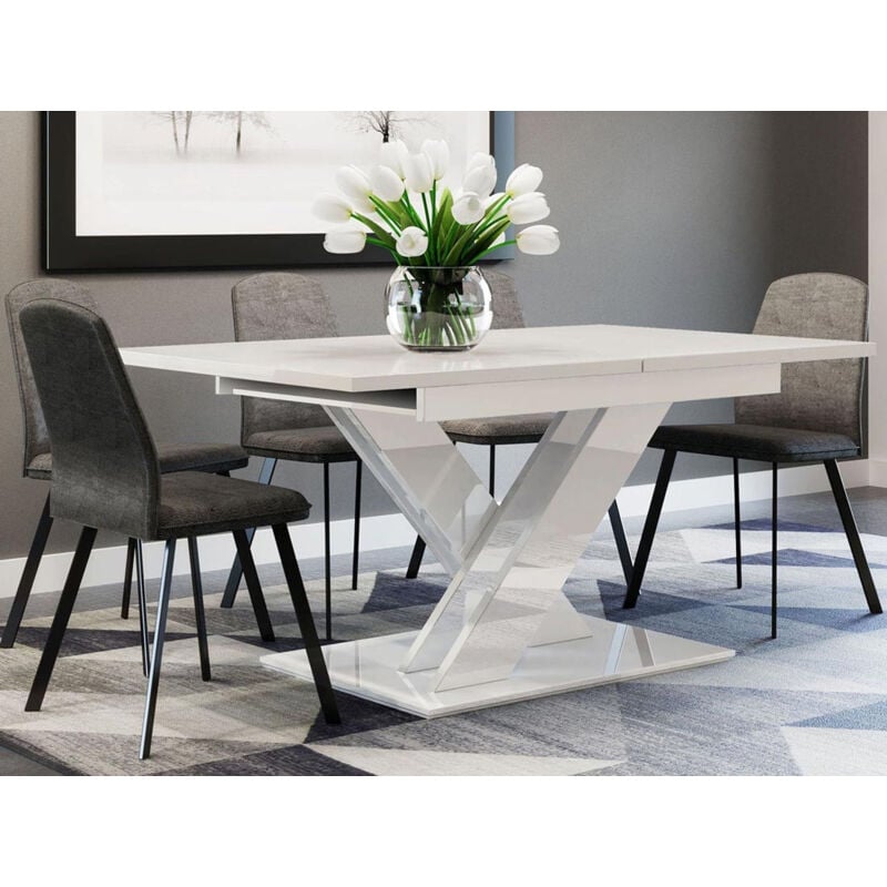Bestmobilier - Buriti - table à manger extensible - blanche - 4 à 6 personnes - blanc