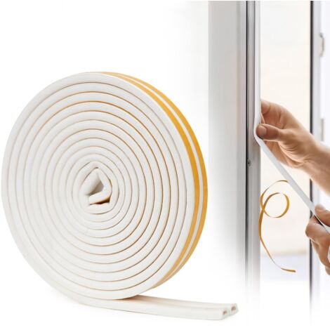 Burlete autoadhesivo de goma para puertas - Burlete con aislamiento acústico, eficiencia energética y resistencia a la intemperie, para ventanas, puertas de entrada e interiores, 6 m, negro