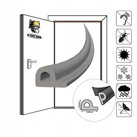 Burlete autoadhesivo para puerta y ventana P 9X5,5mm GRIS
