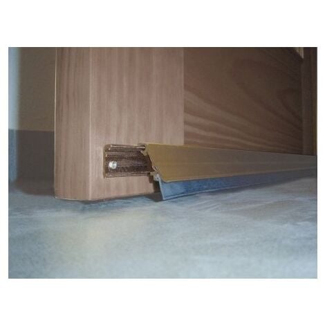 Burlete Bajo Puerta 093Cm Tornillos Interior/Exterior Cepillo Aluminio Marron Basculante Burcasa