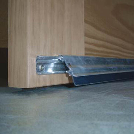 Burlete Bajo Puerta 093Cm Tornillos Interior/Exterior Cepillo Aluminio Plata Basculante Burcasa