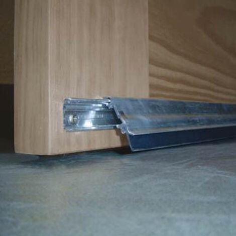 Burlete Bajo Puerta 093Cm Tornillos Interior/Exterior Cepillo Aluminio Plata Basculante Burcasa