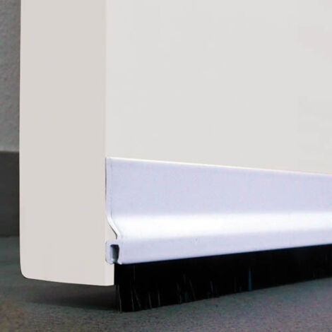 BUECASA Burlete Bajo Puerta 092Cm Adhesivo Cepillo Aluminio Blanco Burcasa
