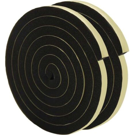 Burlete de espuma adhesiva para puerta, 2 rollos de 10 mm x 12 mm x 2 m, tira de espuma autoadhesiva, gomaespuma autoadhesiva para puertas y ventanas.