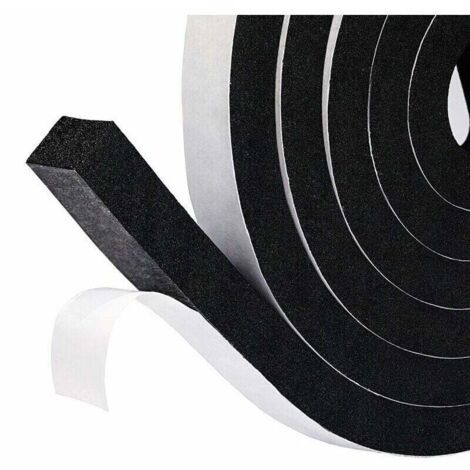 Burlete de espuma adhesiva para puertas y ventanas, burlete inferior de 15 mm x 8 mm x 2 m, anticolisión y aislamiento acústico, resistente al viento, espuma negra, película blanca.