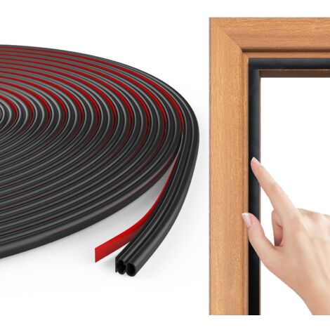 Burlete para puerta y ventana con aislamiento acústico y de frío, 10 mm (ancho) x 10 mm (profundidad) / 6 m (largo), burlete autoadhesivo para puerta, tira de sellado autoadhesiva de TPE para marco de