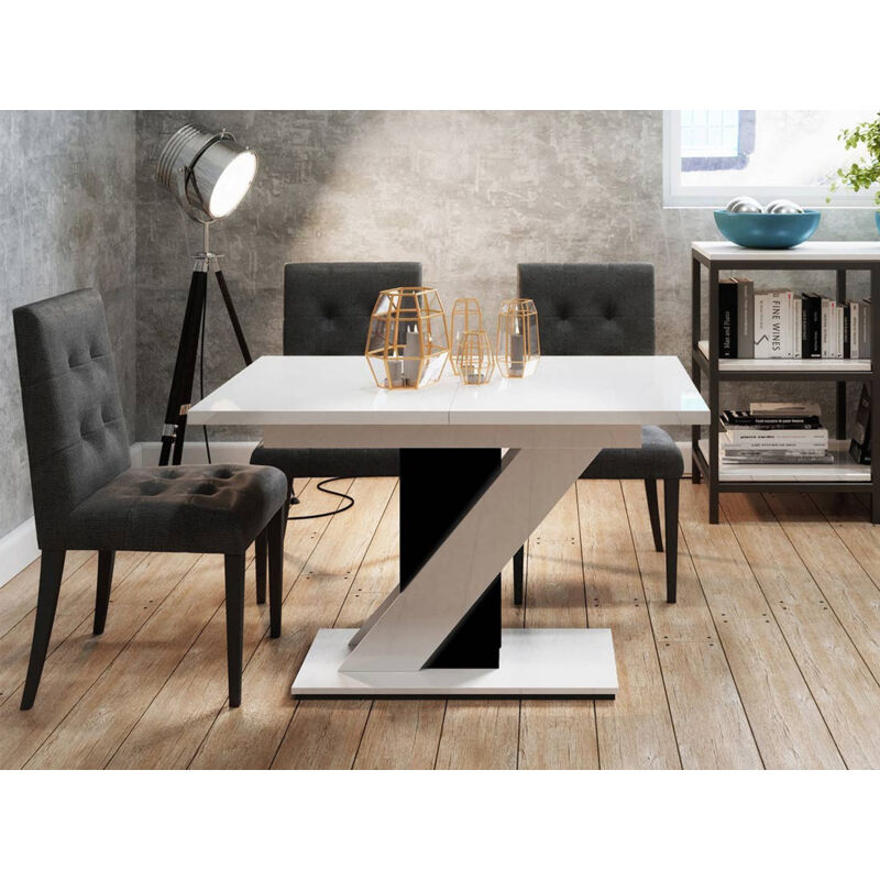 Bestmobilier - Burnie - table à manger extensible - blanc et noir - 4 à 6 personnes