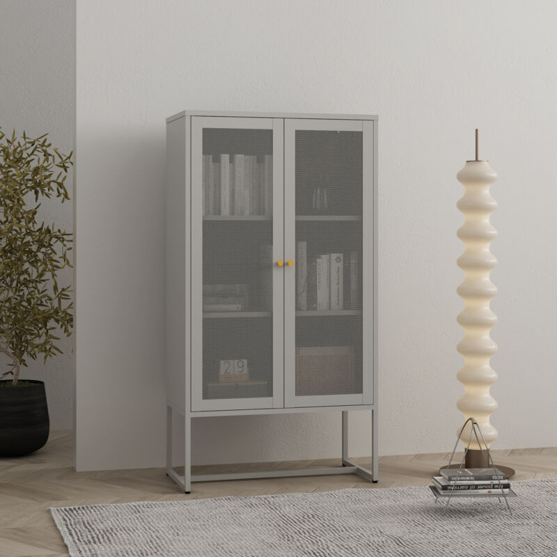 Büroschrank Sund Metall 150x80x40 Cm Grau [en.casa]