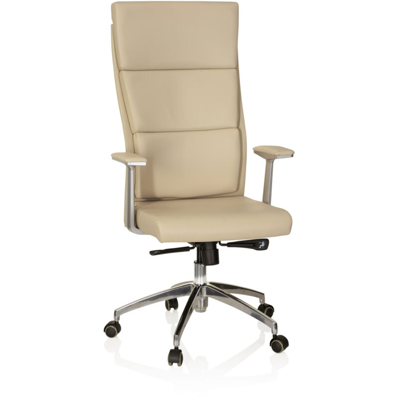 Bürostuhl / Chefsessel Monza 20 Leder Beige Hjh Office