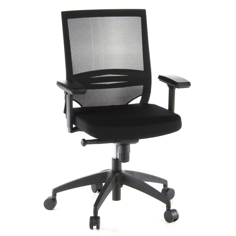 Bürostuhl / Chefsessel Porto Base Sitz Stoff/rücken Netz Schwarz Hjh Office