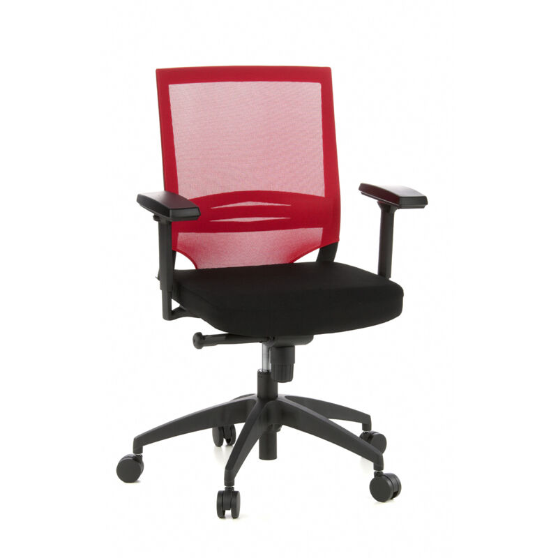 Bürostuhl / Chefsessel Porto Base Sitz Stoff/rücken Netz Schwarz/rot Hjh Office