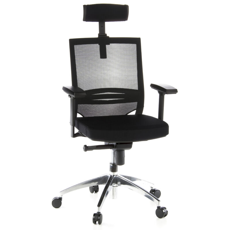 Bürostuhl / Chefsessel Porto Max Sitz Stoff / Rücken Netz Schwarz Hjh Office