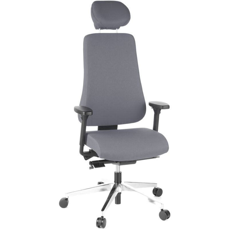 Bürostuhl / Chefsessel Pro-tec 400 Stoff Anthrazit Alu Poliert Hjh Office