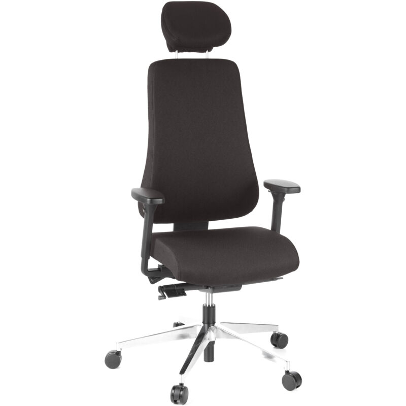 Bürostuhl / Chefsessel Pro-tec 400 Stoff Schwarz Alu Poliert Hjh Office