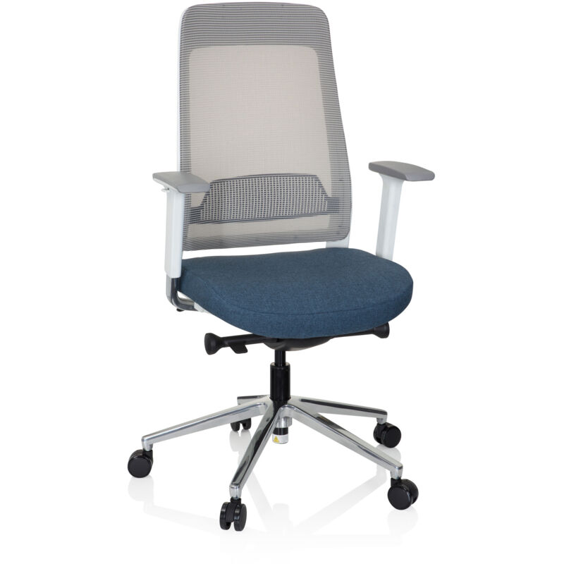 Bürostuhl / Drehstuhl Chiaro T2 White Netzstoff / Stoff Grau / Blau Hjh Office