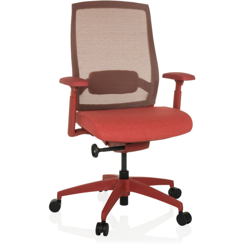 Bürostuhl / Drehstuhl Colore Rücken Netzstoff / Sitz Stoff Rot Hjh Office