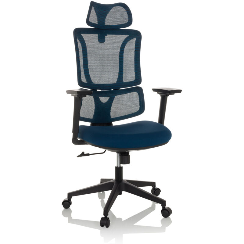 Bürostuhl / Drehstuhl Ergomy Sitz Stoff / Rücken Netzstoff Blau Mybuero