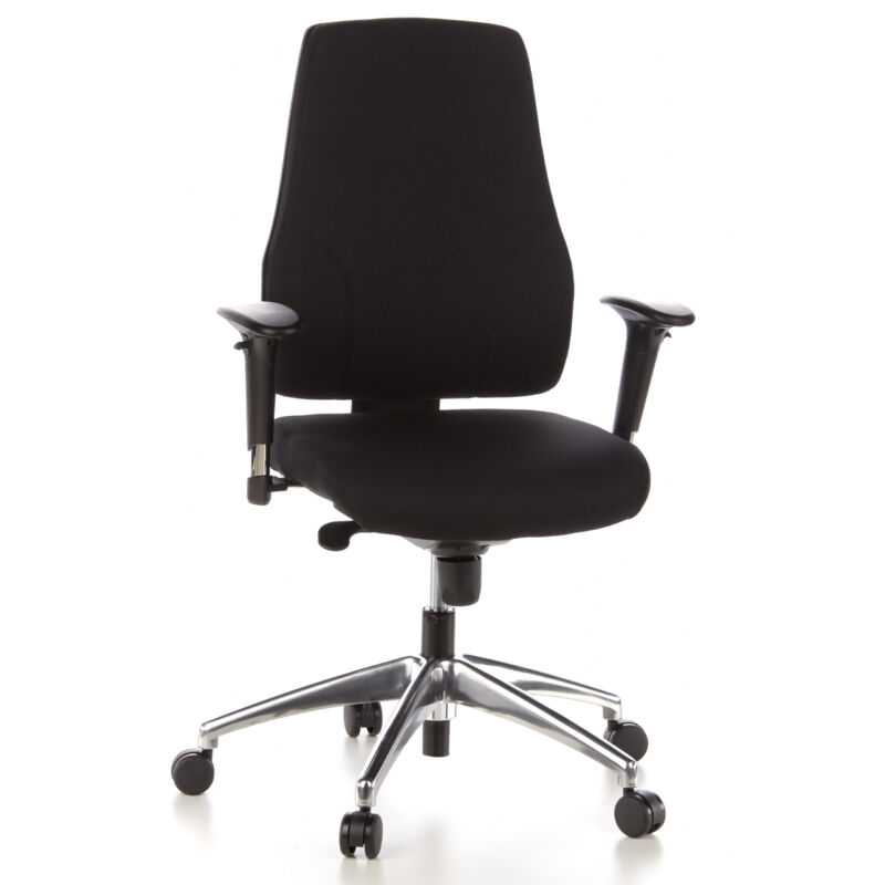 Bürostuhl / Drehstuhl Pro-tec 200 Stoff Schwarz Alu Poliert Hjh Office