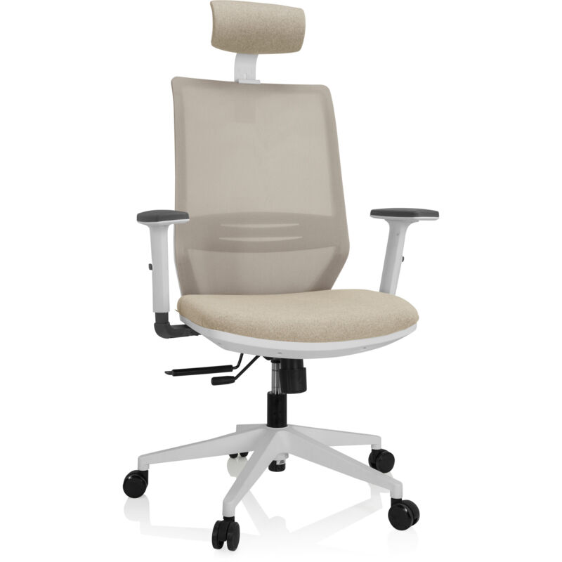 Bürostuhl / Drehstuhl Profondo Pro W Netzstoff / Stoff Beige Hjh Office