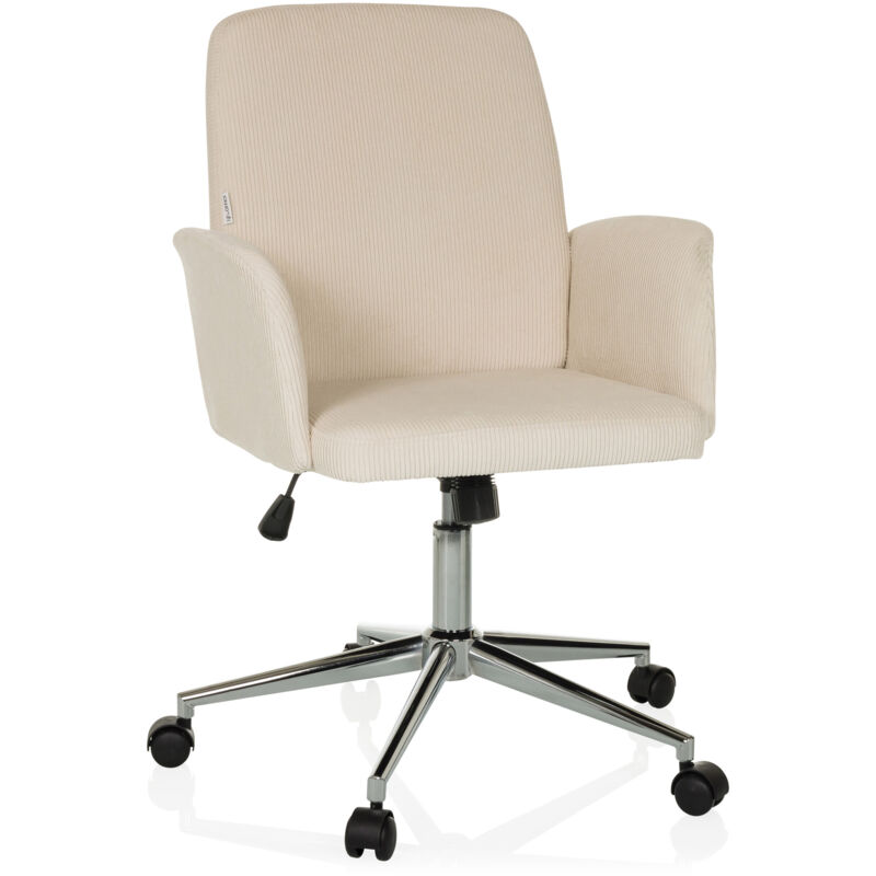 Bürostuhl / Drehstuhl / Schalenstuhl Solao Cord Stoff Beige Hjh Office