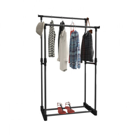 Burro Perchero Doble Negro 77x39x157cm Thinia Home