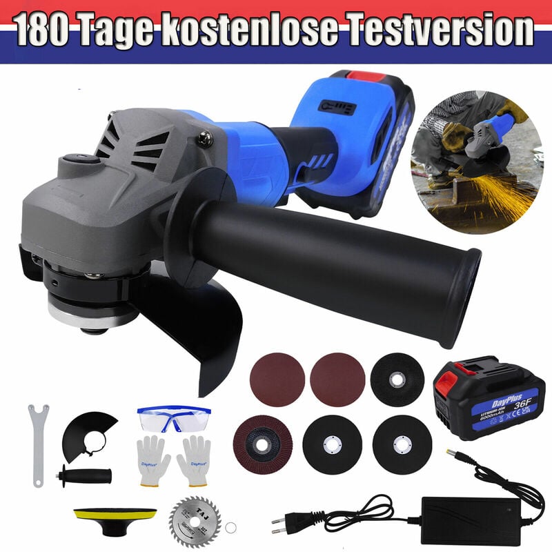 Image of Dayplus - Bürstenlos Winkelschleifer 115mm Akku Trennschleifer Schleifmaschine mit Akkus