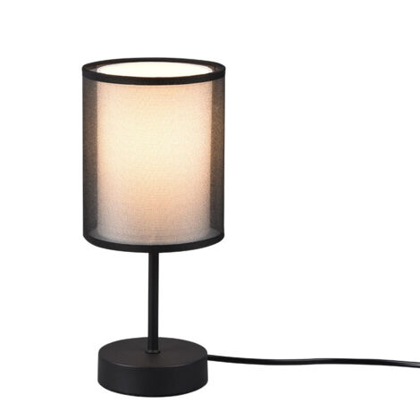 BURTON LAMPADA DA TAVOLO METALLO NERO PARALUME BIANCO E DIFFUSORE ESTERNO TRAFORATO NERO H. 28,5CM 1 LUCE ATTACCO E14