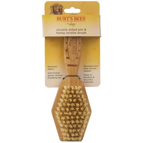 Burt's Bees - Spazzola a doppia faccia con setole di canapa e spillo – Spazzola multiuso per cani per ridurre la perdita di pelo, cani a pelo lungo e corto, bambù