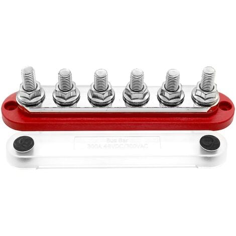Bus Bar 300a 6xM10 terminal. Red.