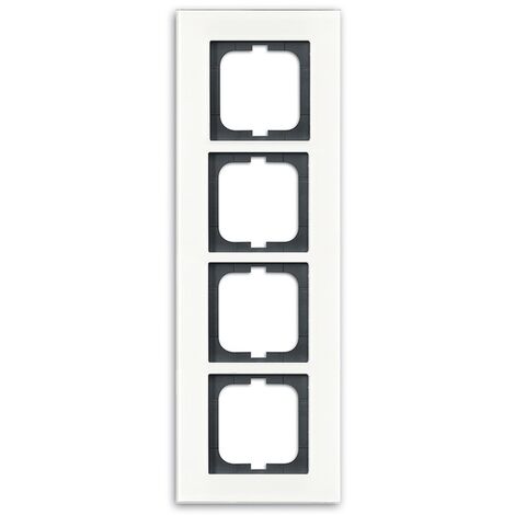 BUSCH-JAEGER 1724-811 PLAQUE QUADRUPLE PROGRAMMES D'INTERRUPTEURS ENCASTRÉS, CARAT, VERRE BLANC