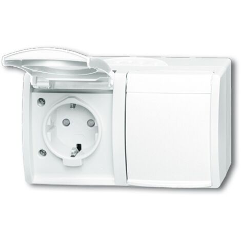 BUSCH JAEGER 20/2 EBW-54 ocean® (IP 44), SCHUKO® Steckdosen mit Klappdeckel, waagerecht, 2-fach, e-'1008652'