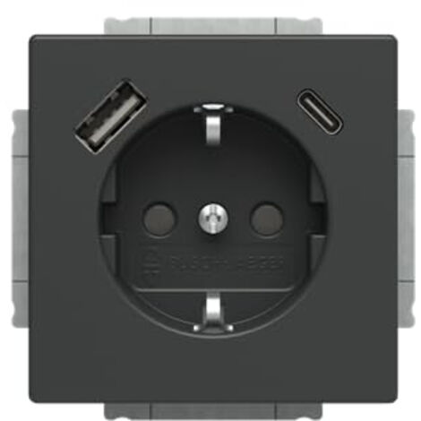 BUSCH-JAEGER 20 EUCB2USBAC-81 SCHUKO®-/USB-A+C PRISE DE COURANT SAFETY+ ANTHRACITE PLATEFORME 63 2CKA002011A6300