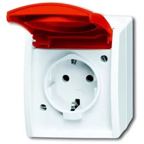 Busch-Jaeger 20 EW/DVN-54  SCHUKO® Steckdose mit rotem Klappdeckel