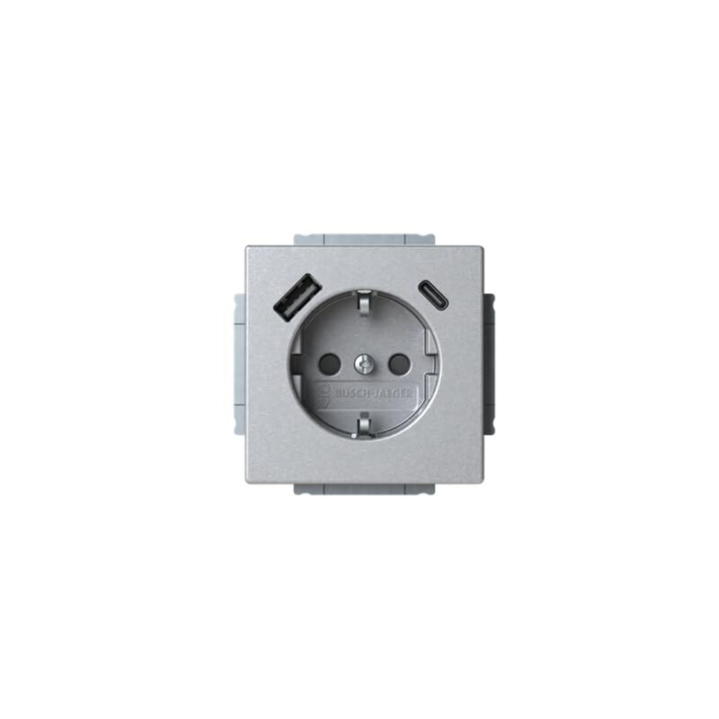 20 prises EUCB2USBAC-83 schuko®-/usb-a+c safety+ plateforme alu argent 63 2CKA002011A6304 - Busch-jaeger