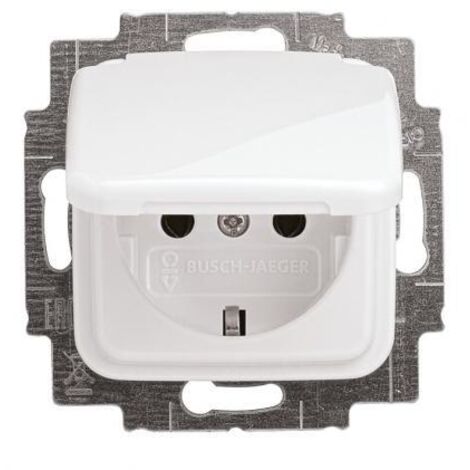 BUSCH-JAEGER 20EUK-214 PRISE DE COURANT, COUVERCLE CLAPET (SCHUKO), BLANC ALPIN, REFLEX SI