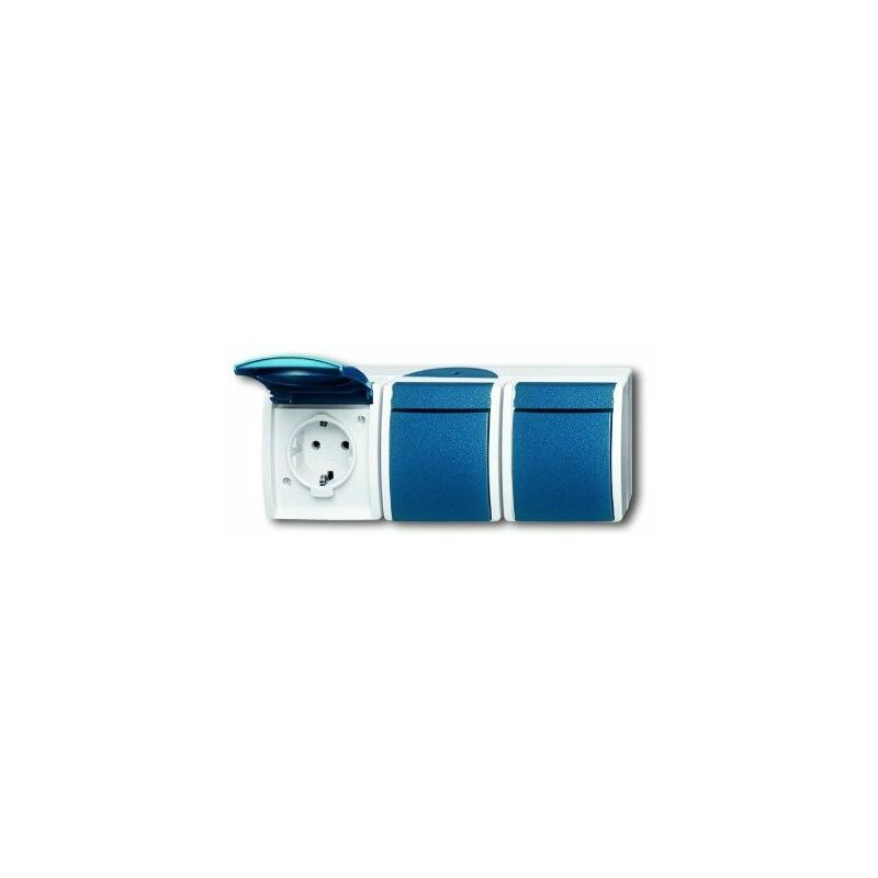 

Busch-Jaeger 2300/2EW-53 - Enchufe Schuko triple, color gris y azul