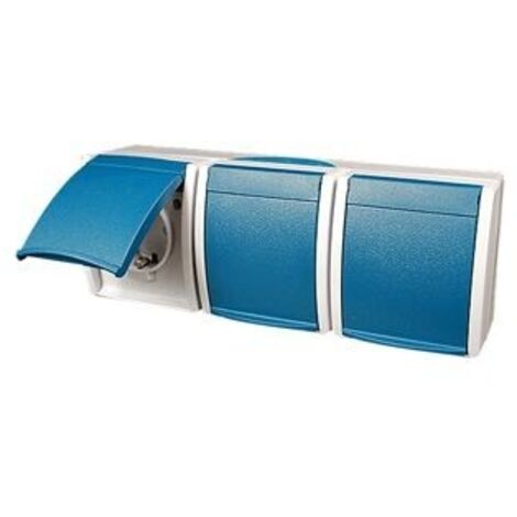 Busch-Jaeger 2300/2EW-53 - Enchufe Schuko triple, color gris y azul