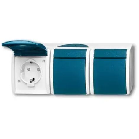 BUSCH JAEGER 2300/3 EBW-53 ocean® (IP 44), SCHUKO® Steckdosen, Steckdose mit Klappdeckel, waagerec-'1008444'