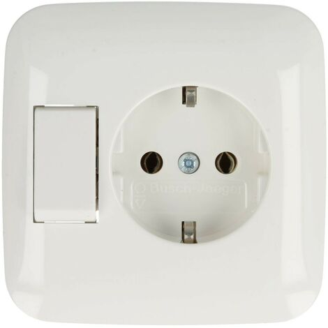 Busch-Jaeger – Prise de courant SCHUKO® blanc alpin – Reflex SI – 2P+PE – 1-phasé – IP20 – Interrupteur à bascule 10A 250V – Montage encastré